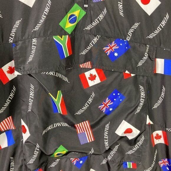 Forever 21 Windbreaker Jacket 1/4 Zip Mens Size Large‎ Flag Graphic Worldwide - Picture 6 of 10